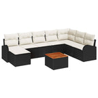 Conjunto de sofás de jardín 9 pcs Negro ratán sintético