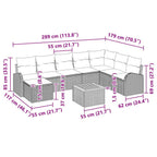 Conjunto de sofás de jardín 9 pcs Negro ratán sintético
