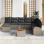 Conjunto de sofás de jardín 9 pcs Gris ratán sintético