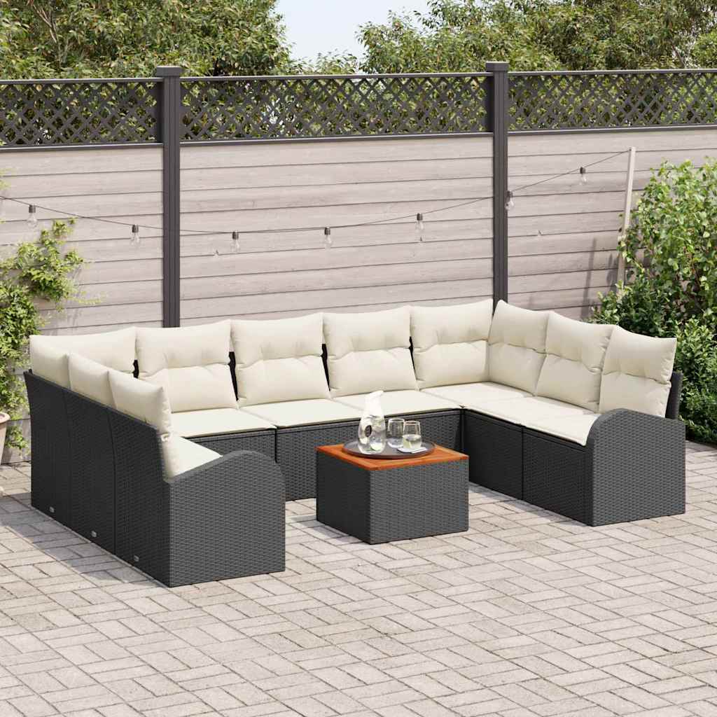 Conjunto de sofás de jardín 10 pcs Beige ratán sintético