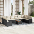 Conjunto de sofás de jardín 11 pcs Negro ratán sintético