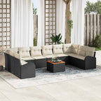 Conjunto de sofás de jardín 11 pcs Negro ratán sintético