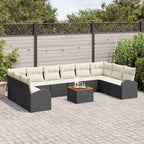 Conjunto de sofás de jardín 11 pcs Negro ratán sintético