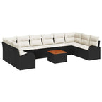 Conjunto de sofás de jardín 11 pcs Negro ratán sintético