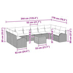 Conjunto de sofás de jardín 11 pcs Negro ratán sintético