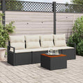 Conjunto de sofás de jardín 5 pcs Negro ratán sintético
