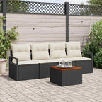Conjunto de sofás de jardín 5 pcs Negro ratán sintético