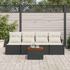 Conjunto de sofás de jardín 5 pcs Negro ratán sintético