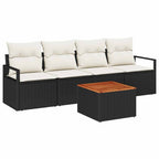 Conjunto de sofás de jardín 5 pcs Negro ratán sintético