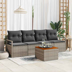 Conjunto de sofás de jardín 5 pcs Gris ratán sintético