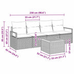 Conjunto de sofás de jardín 5 pcs Gris ratán sintético
