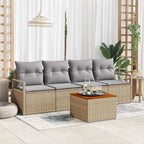 Conjunto de sofás de jardín 5 pcs Beige ratán sintético