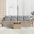 Conjunto de sofás de jardín 5 pcs Beige ratán sintético