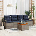 Conjunto de sofás de jardín 5 pcs Gris ratán sintético