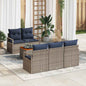 Conjunto de sofás de jardim 6 pcs Cinzento vime sintético