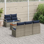 Conjunto de sofás de jardín 6 pcs Gris ratán sintético