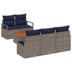 Conjunto de sofás de jardín 6 pcs Gris ratán sintético