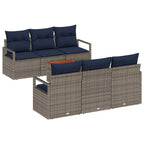 Conjunto de sofás de jardín 7 pcs Gris ratán sintético