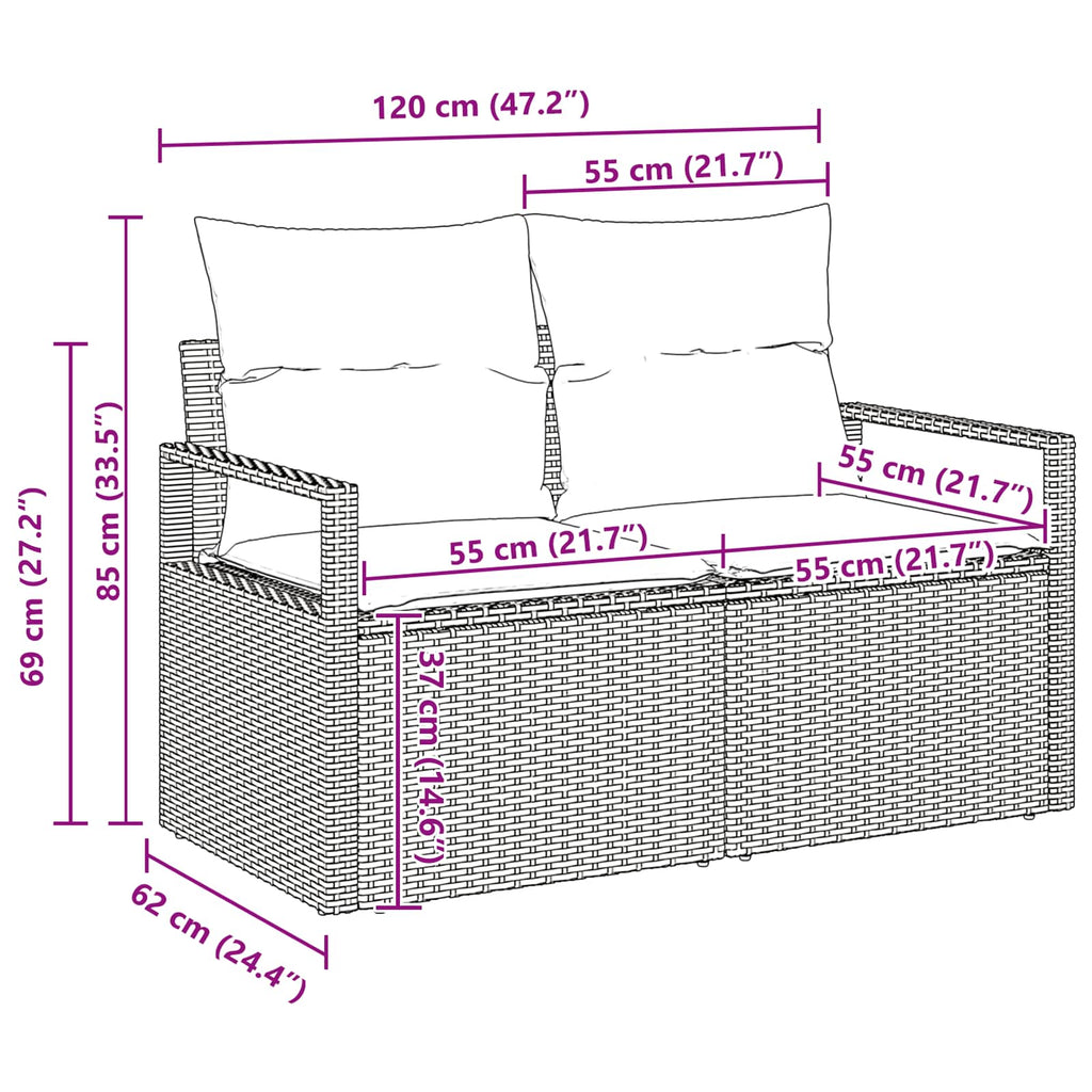 Conjunto de sofás de jardín 7 pcs Gris ratán sintético