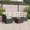 Conjunto de sofás de jardín 7 pcs Negro ratán sintético
