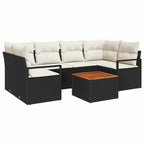 Conjunto de sofás de jardín 7 pcs Negro ratán sintético