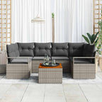 Conjunto de sofás de jardín 7 pcs Gris ratán sintético
