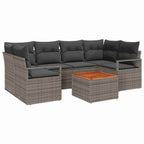 Conjunto de sofás de jardín 7 pcs Gris ratán sintético
