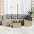 Conjunto de sofás de jardín 7 pcs Beige ratán sintético