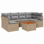 Conjunto de sofás de jardín 7 pcs Beige ratán sintético