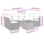Conjunto de sofás de jardín 7 pcs Beige ratán sintético