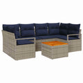 Conjunto de sofás de jardín 7 pcs Gris ratán sintético