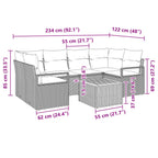 Conjunto de sofás de jardín 7 pcs Gris ratán sintético