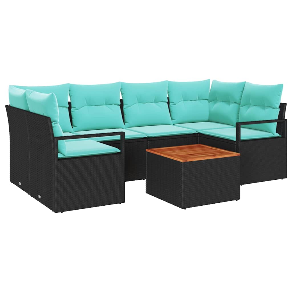 Conjunto de sofás de jardín 7 pcs Gris ratán sintético