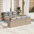 Conjunto de sofás de jardín 8 pcs Beige ratán sintético