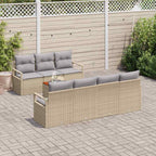 Conjunto de sofás de jardín 8 pcs Beige ratán sintético
