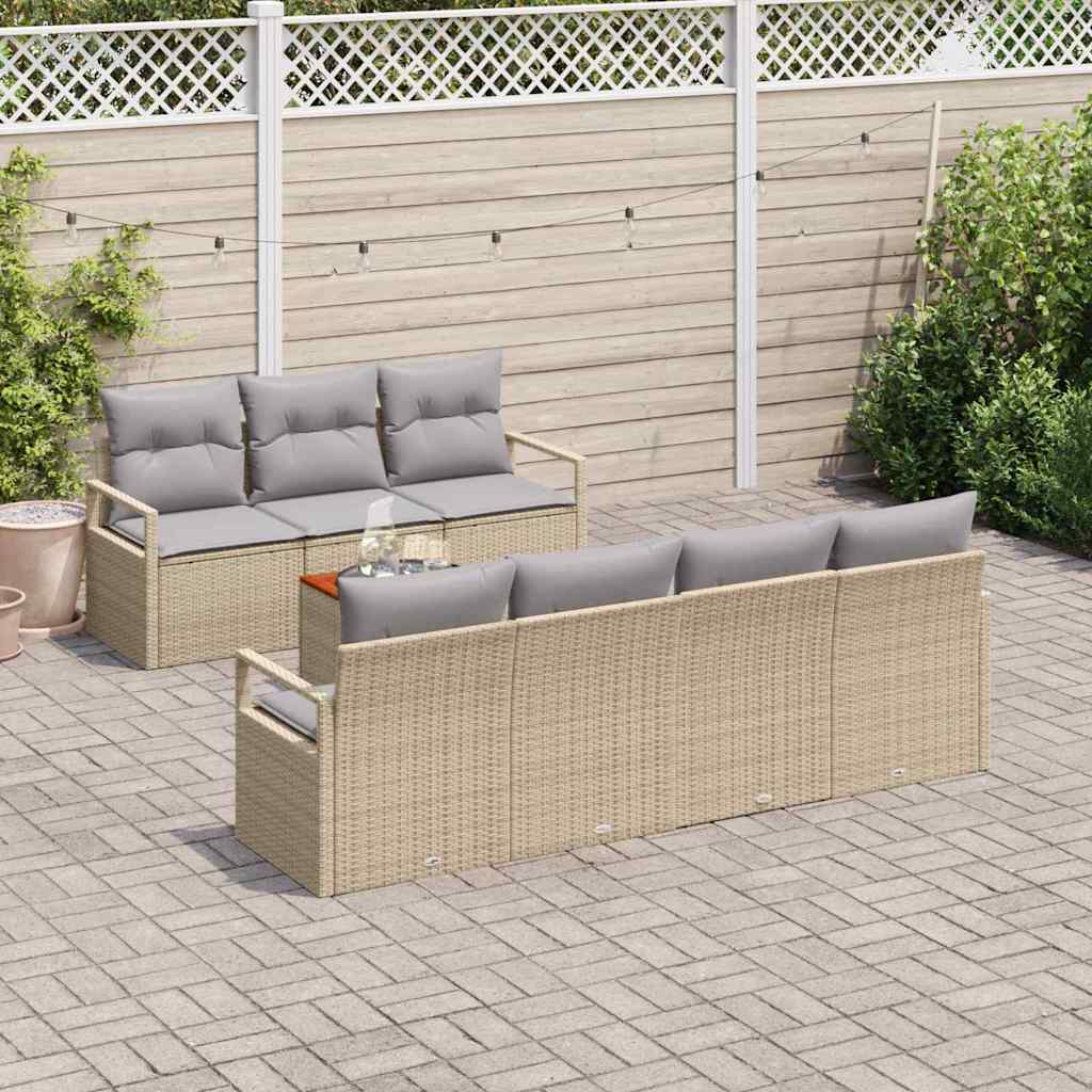 Conjunto de sofás de jardín 8 pcs Beige ratán sintético