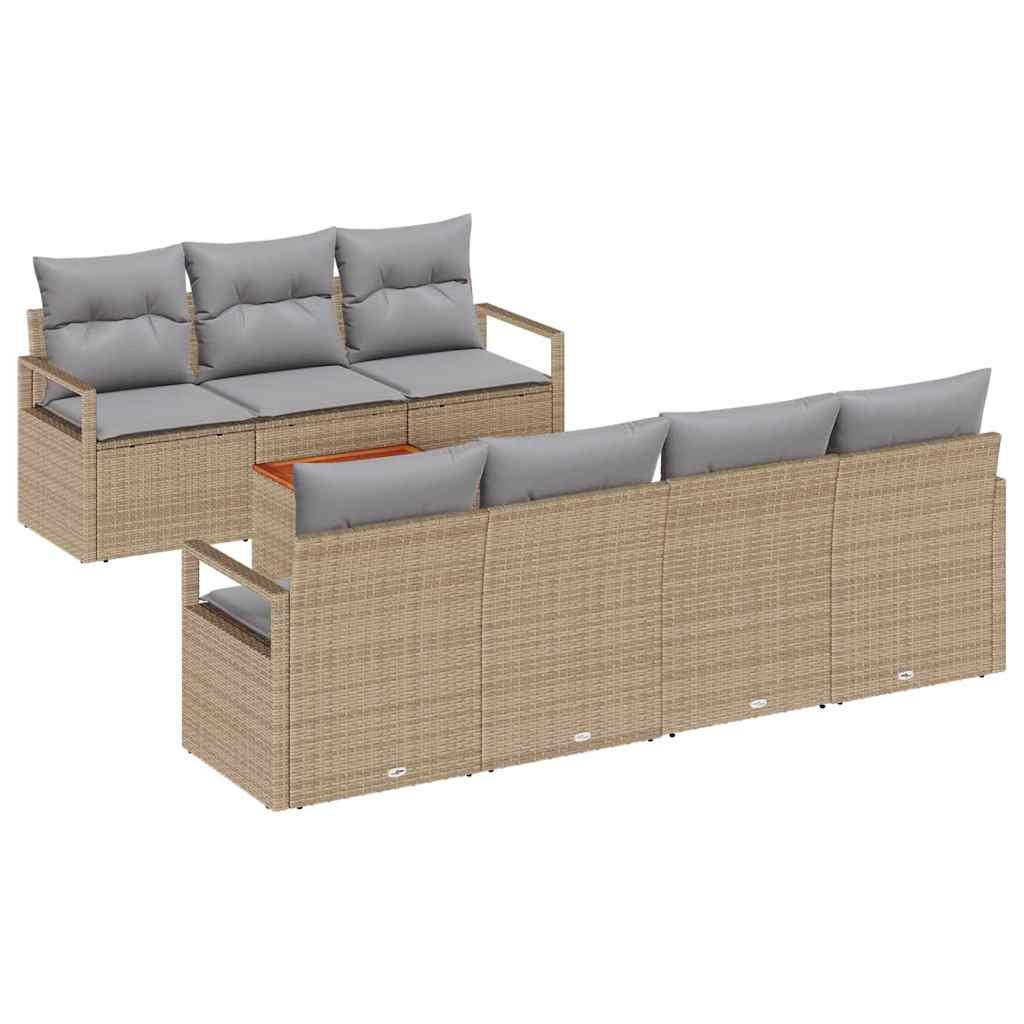 Conjunto de sofás de jardín 8 pcs Beige ratán sintético
