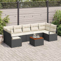 Conjunto de sofás de jardín 8 pcs Negro ratán sintético