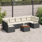 Conjunto de sofás de jardín 8 pcs Negro ratán sintético