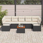 Conjunto de sofás de jardín 8 pcs Negro ratán sintético
