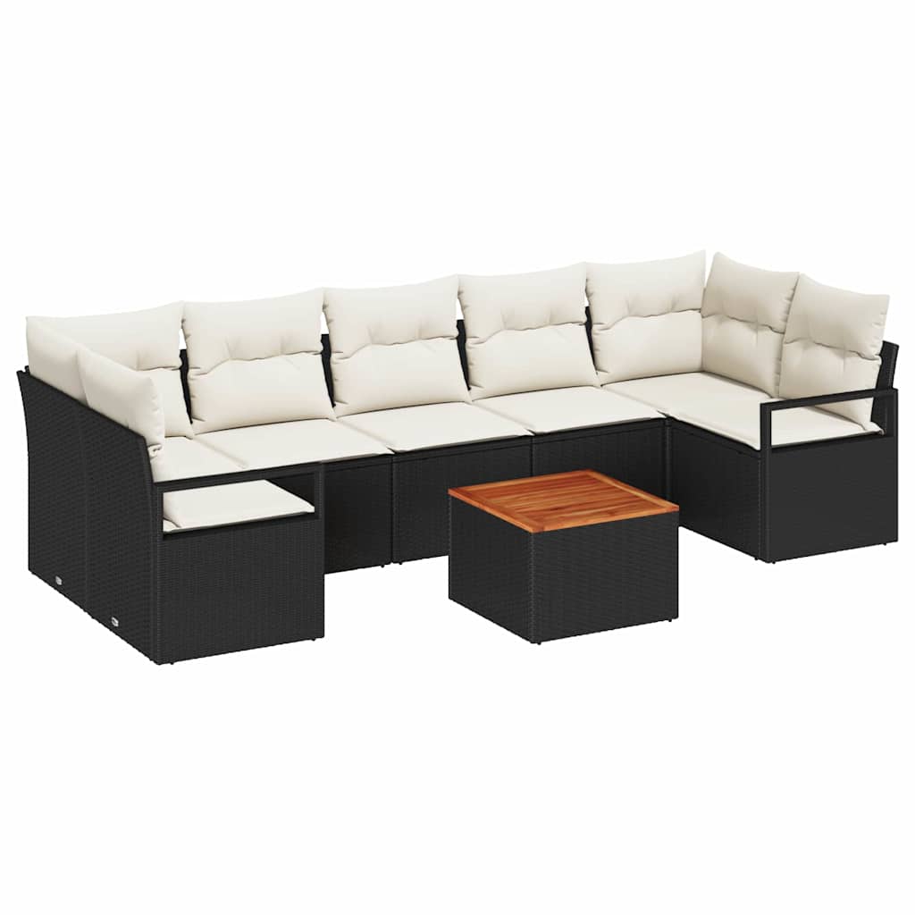 Conjunto de sofás de jardín 8 pcs Negro ratán sintético