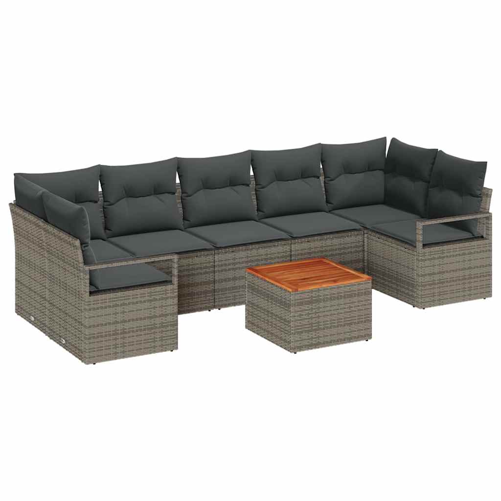Conjunto de sofás de jardín 8 pcs Gris ratán sintético
