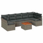 Conjunto de sofás de jardín 8 pcs Gris ratán sintético