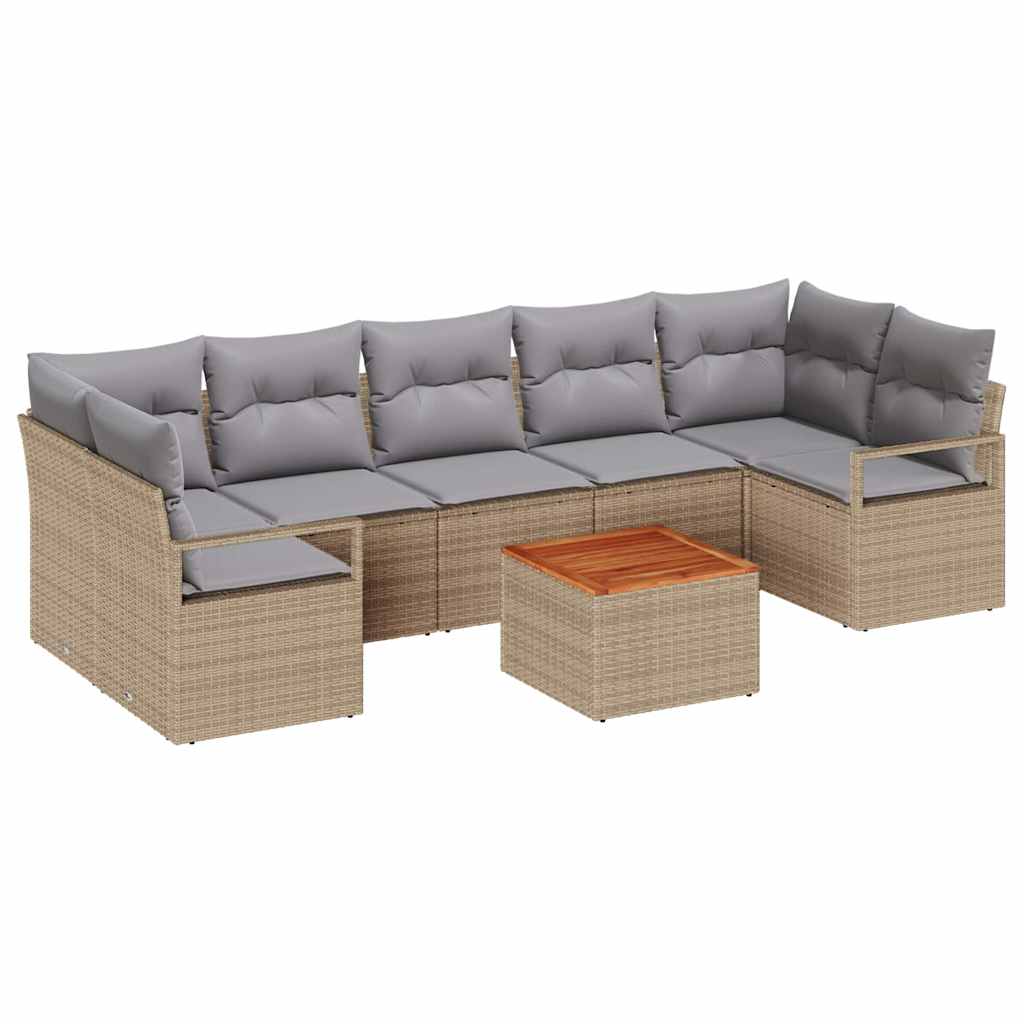 Conjunto de sofás de jardín 8 pcs Beige ratán sintético
