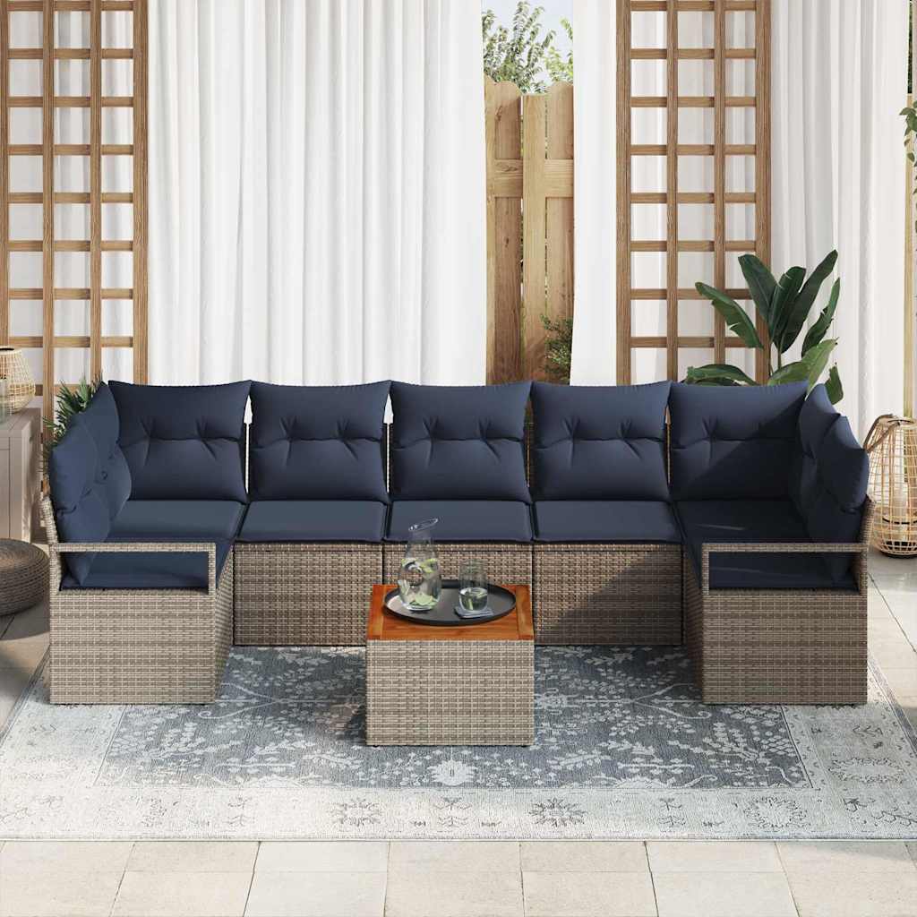 Conjunto de sofás de jardín 8 pcs Gris ratán sintético