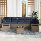 Conjunto de sofás de jardín 8 pcs Gris ratán sintético