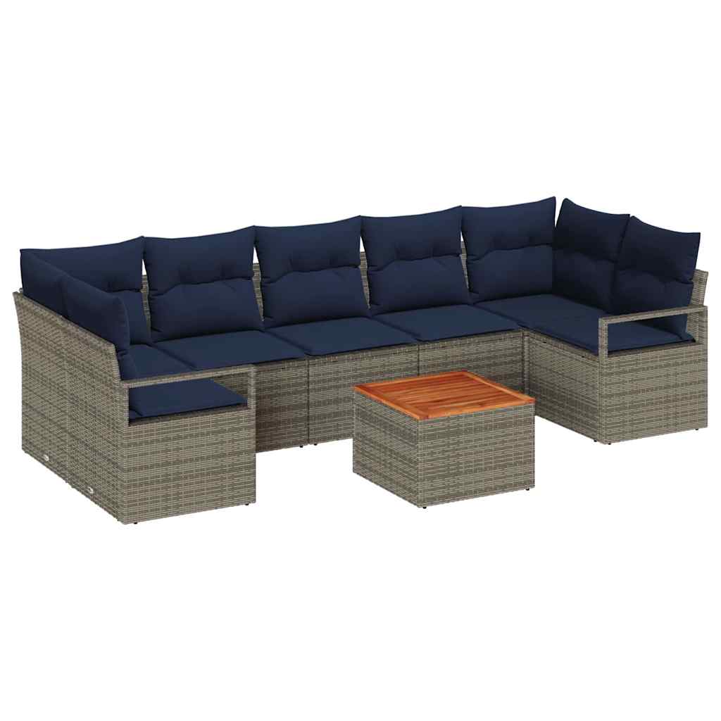 Conjunto de sofás de jardín 8 pcs Gris ratán sintético