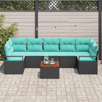 Conjunto de sofás de jardín 8 pcs Negro ratán sintético