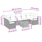 Conjunto de sofás de jardín 8 pcs Negro ratán sintético