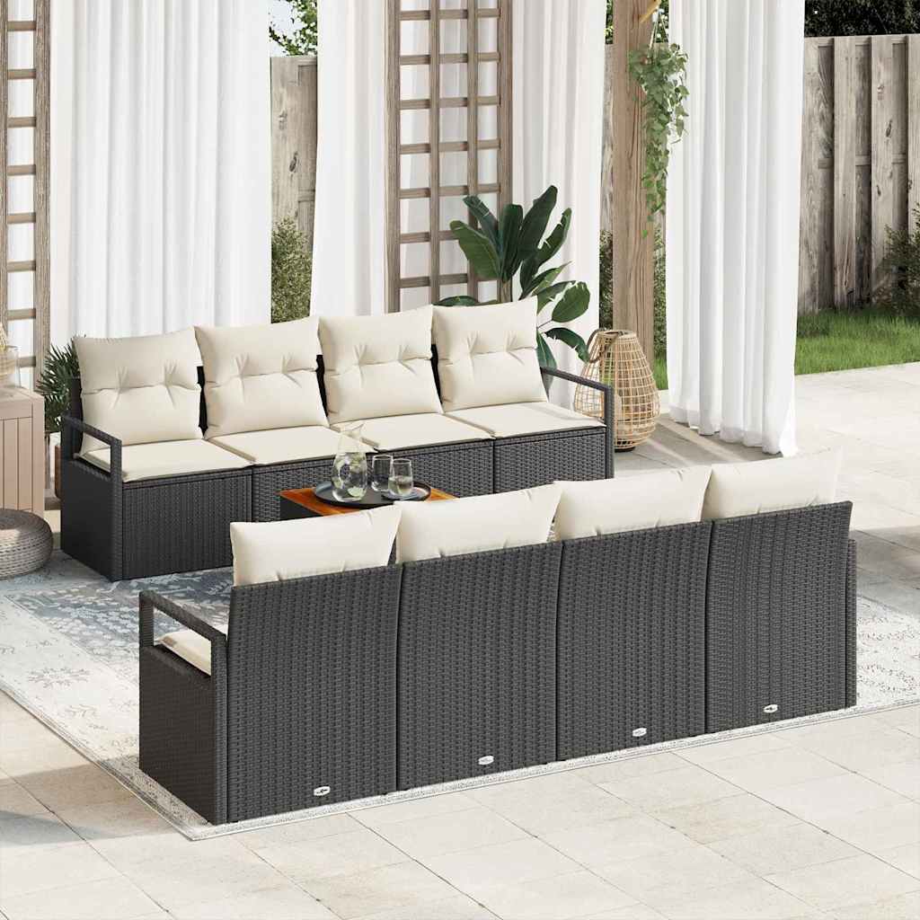 Conjunto de sofás de jardim 9 pcs Vime sintético Bege